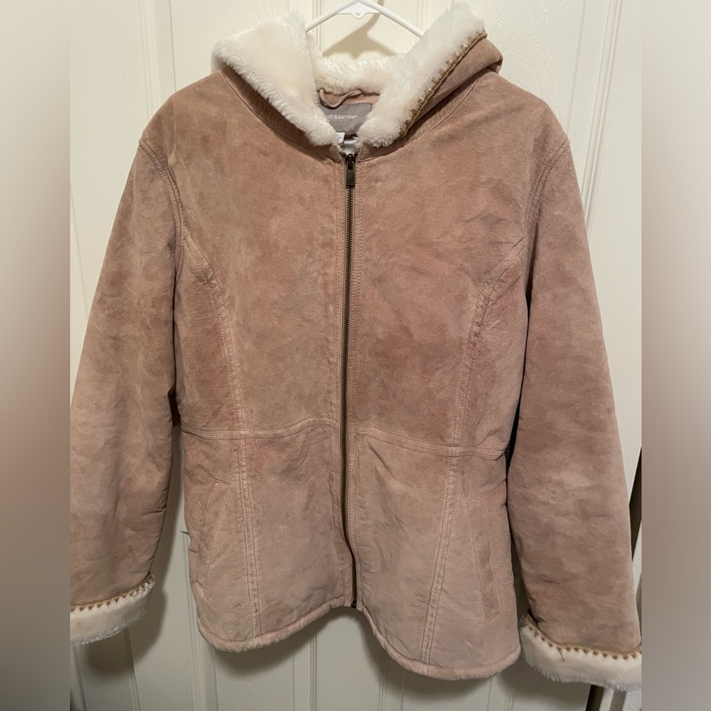 Croft & Barrow Tan Hooded Jacket with Cream Trim
